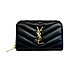 YSL Saint Laurent金屬LOGO小羊皮V字車線名片名片夾/卡片夾/零錢包(黑金) product thumbnail 1