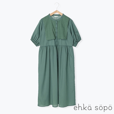 ehka sopo 復古蕾絲方領泡泡袖高腰洋裝