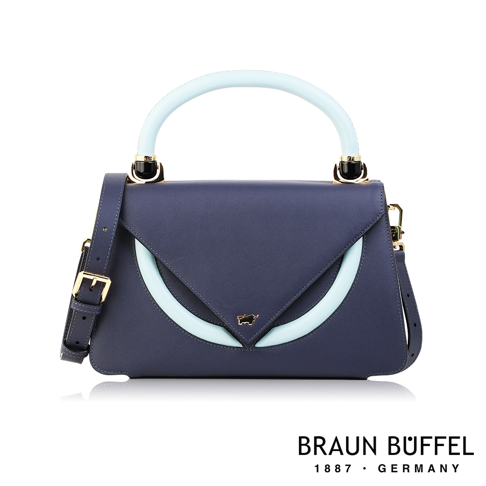 【BRAUN BUFFEL 德國小金牛】台灣總代理 雅典娜 手提包-水手藍/BF680-47-PC