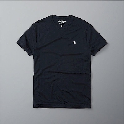 麋鹿 AF A&F 經典電繡麋鹿標誌素面短袖T恤-深藍色