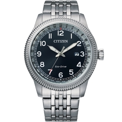 CITIZEN 星辰 光動能復古風紳士手錶 迎春好禮-銀x藍 BM7480-81L