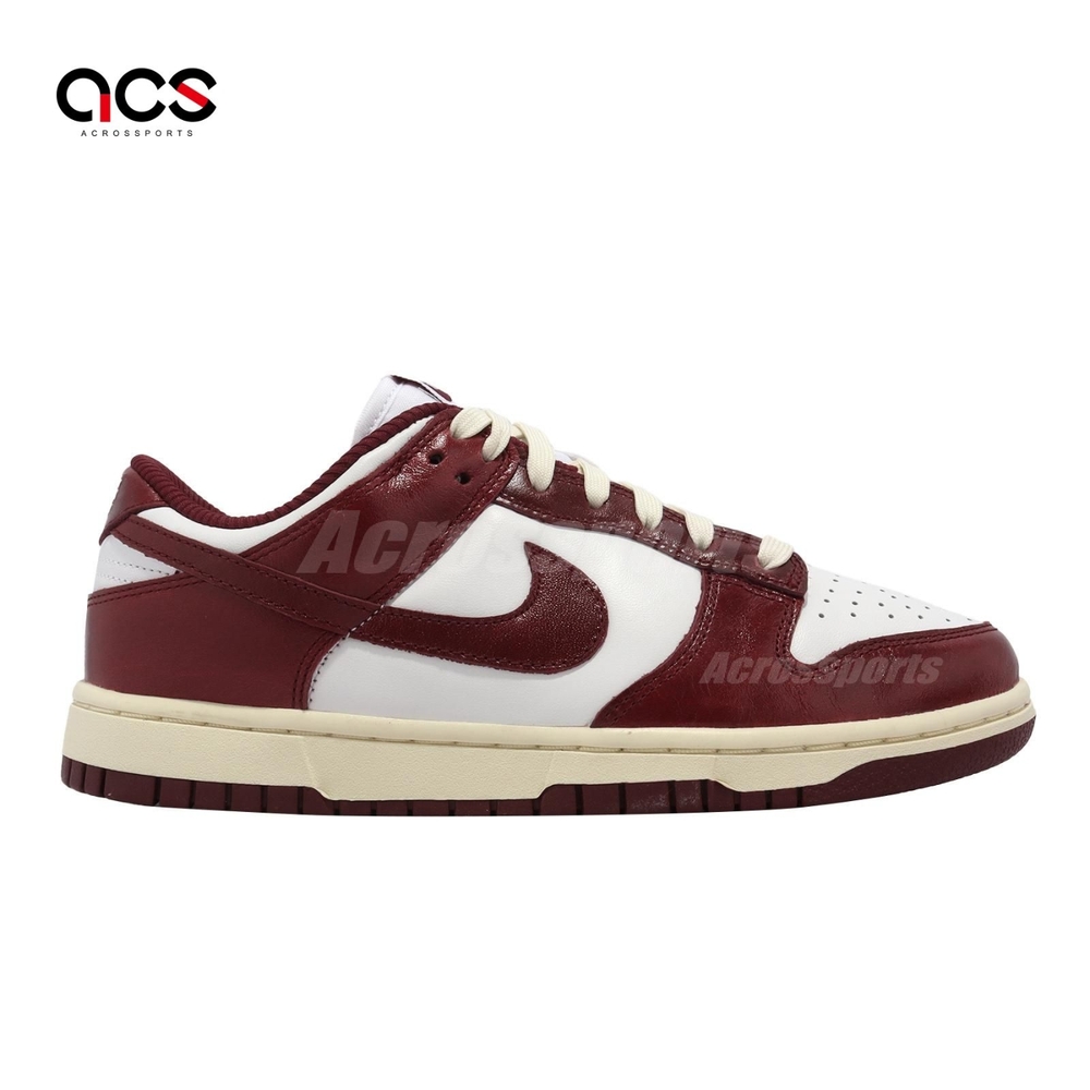 Nike 休閒鞋Wmns Dunk Low PRM 女鞋紅酒紅白奶油底仿舊FJ4555-100