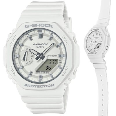 CASIO卡西歐 G-SHOCK WOMEN 小農家橡樹 八角形雙顯錶-白GMA-S2100-7A