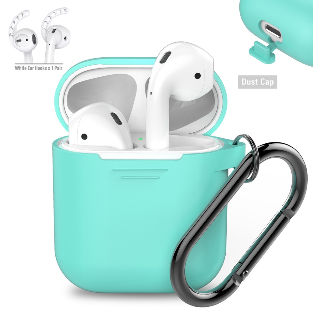 AHAStyle PodFit 2.0 - AirPods 專用矽膠掛鉤款保護套 湖水綠色