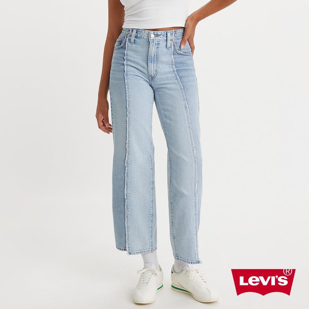 Levi's 女款BAGGY DAD中腰拼接牛仔褲 / 拼接及踝