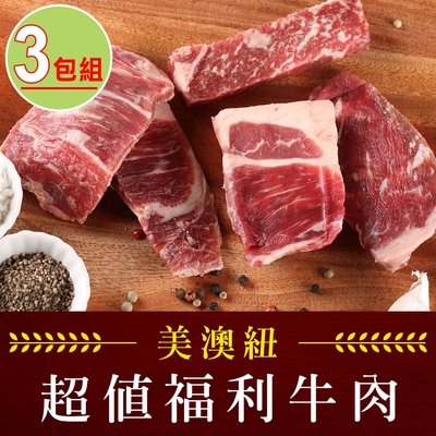 【享吃肉肉】美澳紐超值福利牛肉3包(500g±5%/包)