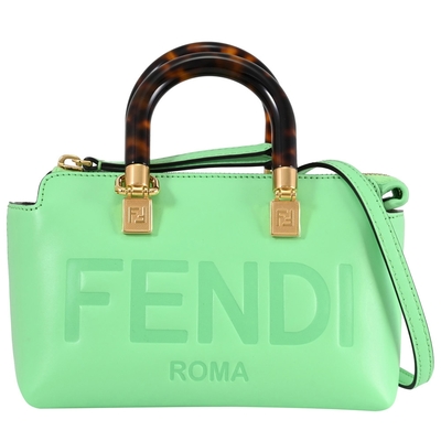 fendi by the way壓紋logo皮革迷你兩用波士頓包(亮綠)