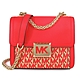 MICHAEL KORS Sonia 金字鏤空MK磁扣藺草繡線Logo金鏈斜背包(珊瑚紅) product thumbnail 1