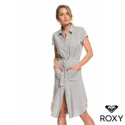 【ROXY】SUNDAY MORNING MARKET 襯衫式洋裝 黑灰