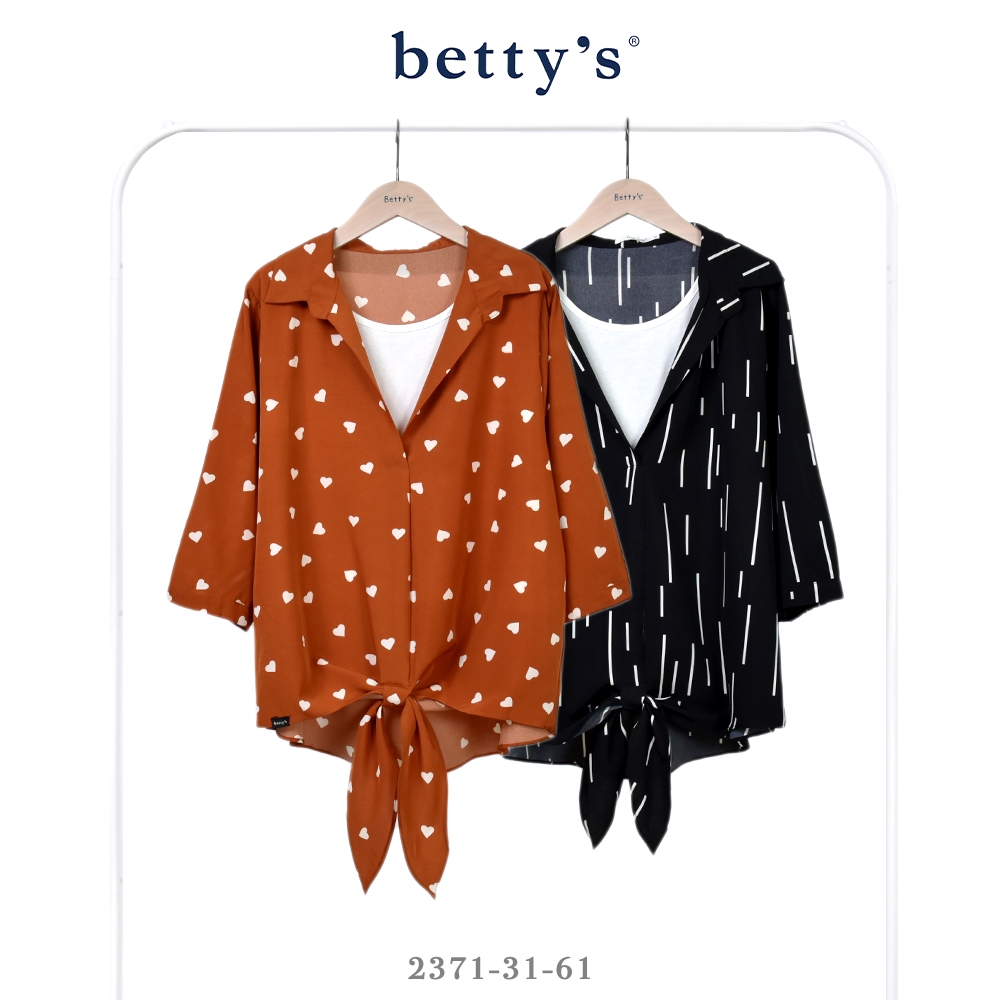 betty’s貝蒂思 假兩件綁帶七分袖雪紡上衣(共二色)