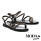 涼鞋 MODA Luxury 時髦金屬鏈條羊皮平底涼鞋－黑 product thumbnail 1