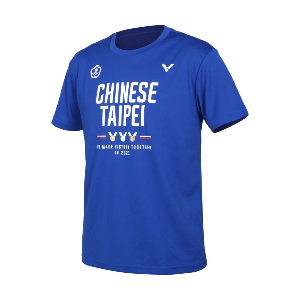 VICTOR 東京奧運中華隊官方紀念男短袖T恤-台灣製 吸濕排汗 涼感 勝利 T-2171B 藍白紅