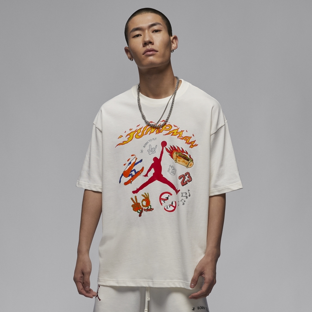 Nike AS M J  SS OS CREW NECK GCEL 男短袖上衣-米白-HJ3965133