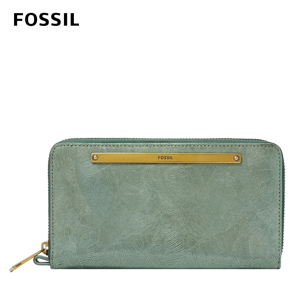 FOSSIL Liza 真皮拉鍊式長夾-鼠尾草綠SL6564839 | 長夾| Yahoo奇摩購物中心