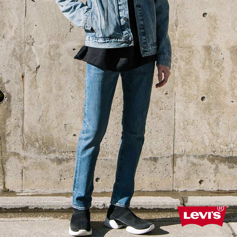 Levis 男款 Skinny 排釦緊身窄管牛仔長褲 彈性布料