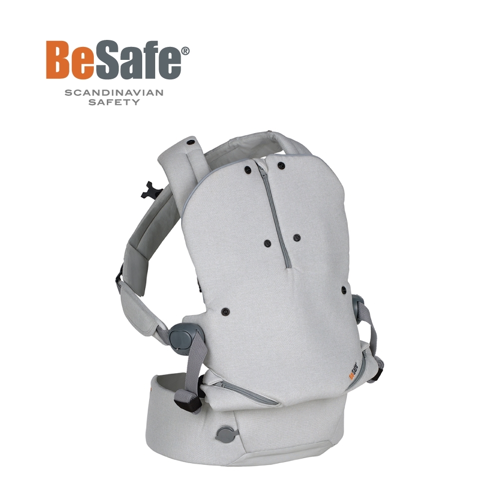 BeSafe Haven輕量秒充氣墊腰凳式嬰幼兒揹帶- Leaf薄霧灰