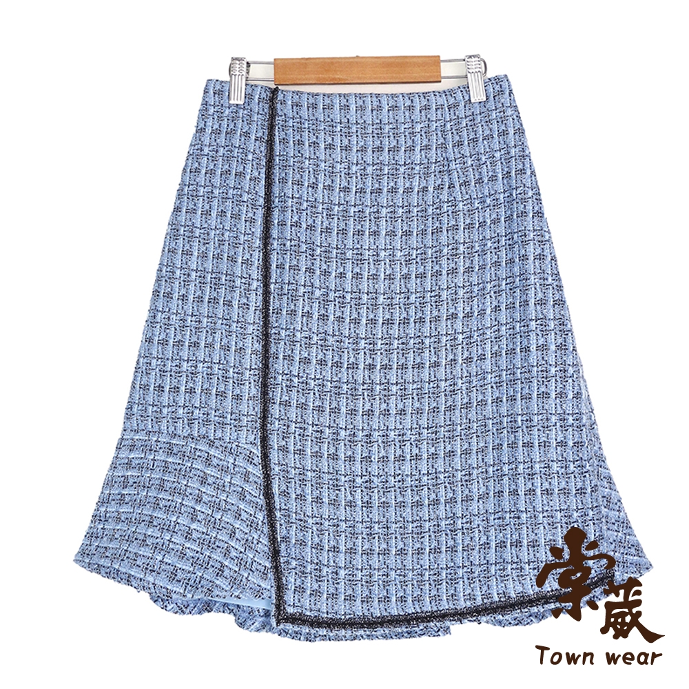 【TOWNWEAR棠葳】時尚小香風粗毛呢魚尾短裙(女下身/女下著/裙子/套裝/拉鍊)