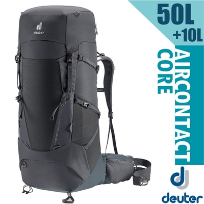 Deuter Aircontact Core 50+10L 專業輕量減震拔熱透氣背包_黑/水藍