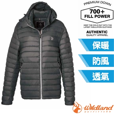 荒野 WildLand 男新款 700FP可回溯羽絨連帽外套.夾克.風衣_深灰色