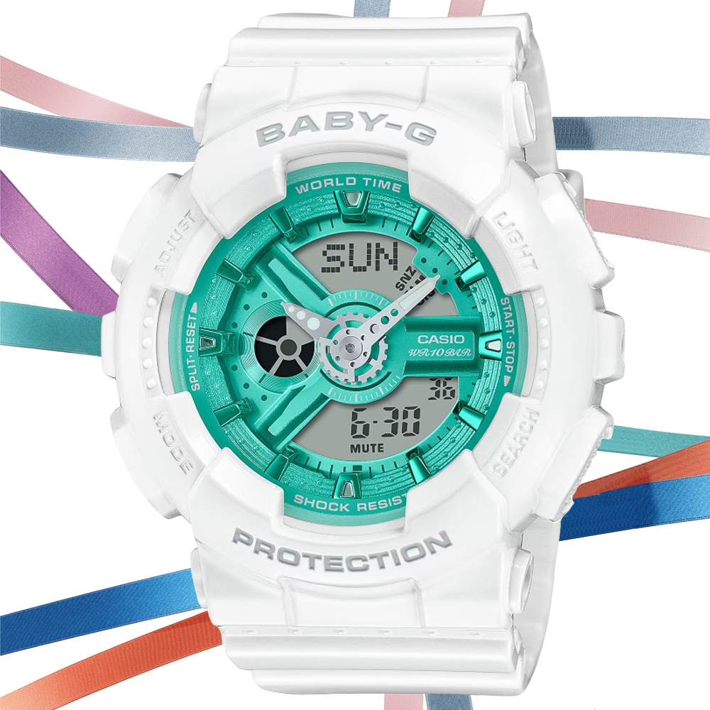 CASIO 卡西歐 BABY-G 冬季系列 繽紛金屬雙顯腕錶 母親節 禮物 43.4mm / BA-110XWS-7A