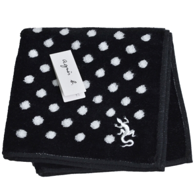 agnes b刺繡LOGO圖騰品牌風格小方巾(黑系)