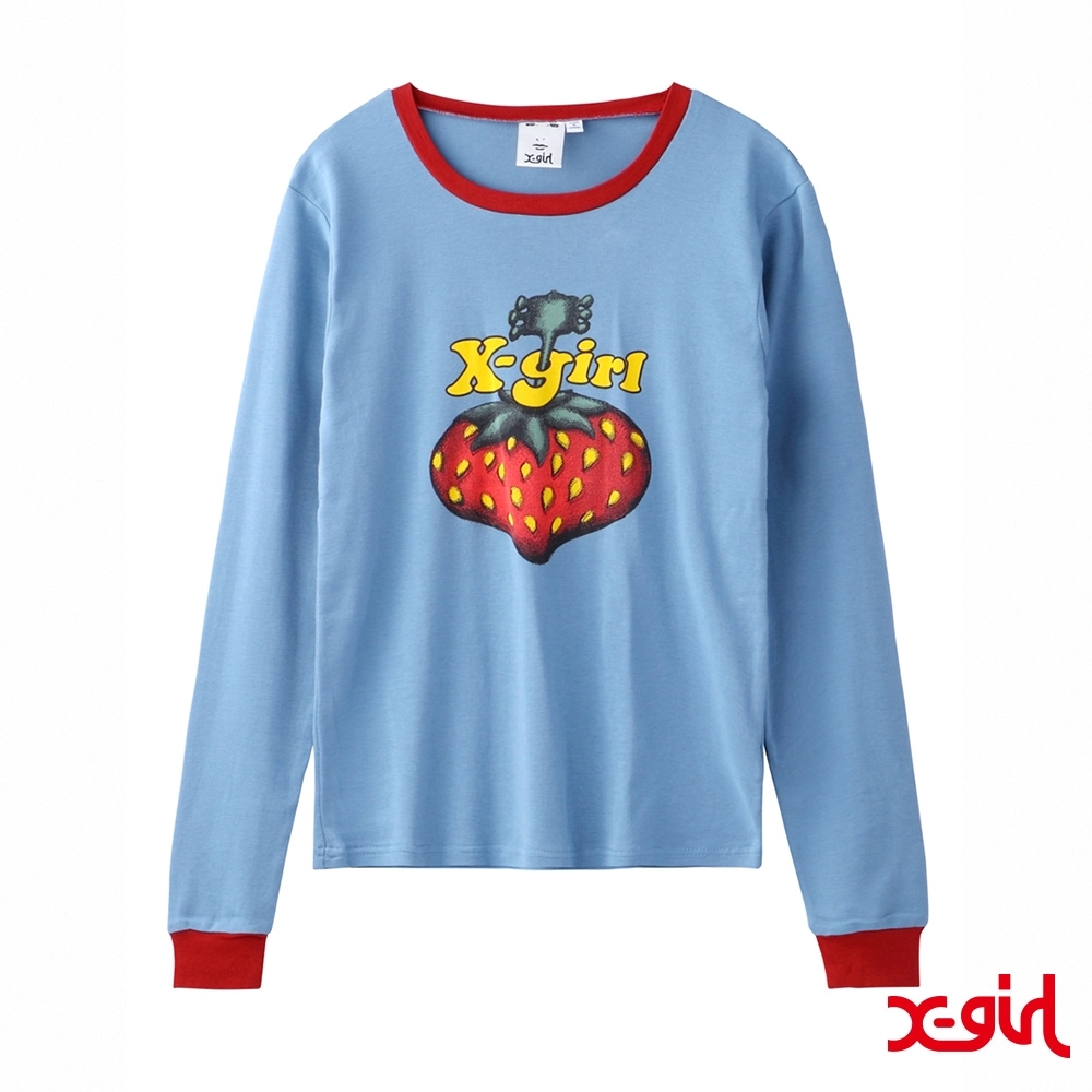 X-girl × HYSTERIC GLAMOUR BERRY L/S BABY聯名長袖T恤-藍| Yahoo奇摩