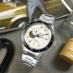 SEIKO 精工PRESAGE 鏤空 機械錶 自動上鍊 不鏽鋼手錶-銀白色/41mm