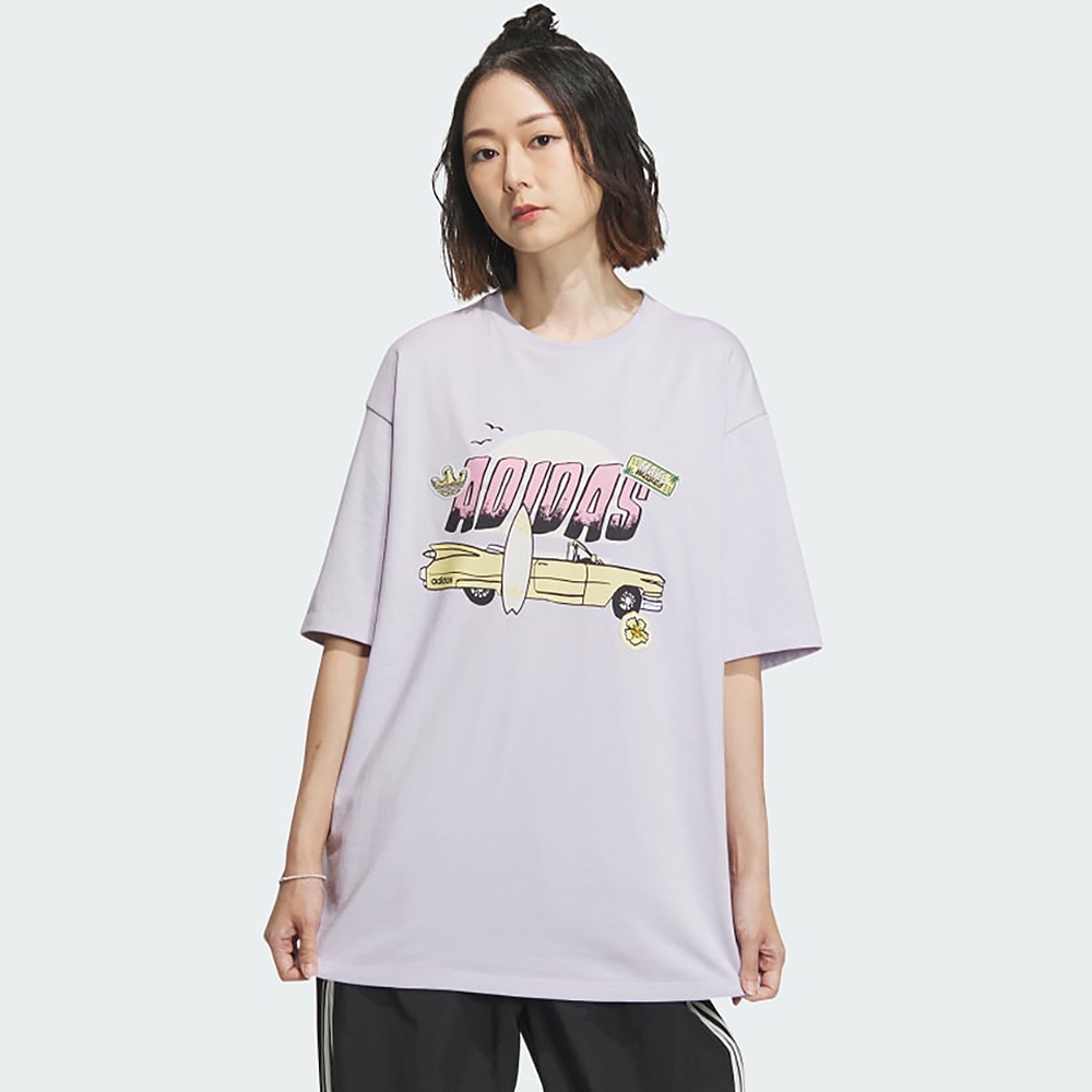 adidas 愛迪達 上衣 女款 短袖上衣 運動 亞規 SMR GFX TEE SS 紫 IW6298