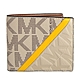 MICHAEL KORS Cooper 壓印Logo皮革斜紋條飾對開短夾(卡其黃) product thumbnail 1