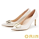 ORIN 造型五金羊皮尖頭高跟鞋 白色 product thumbnail 1
