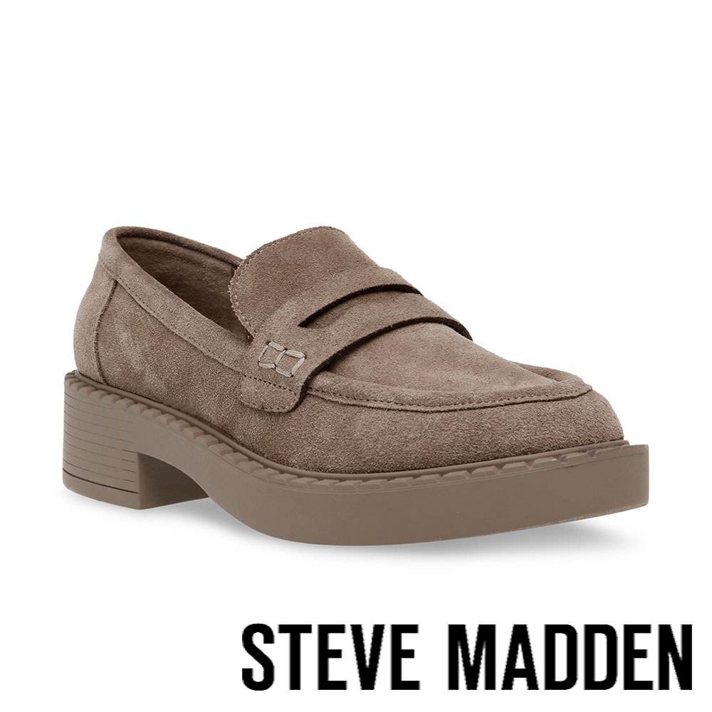 STEVE MADDEN-ALLIED 皮革寬邊樂福鞋-棕色