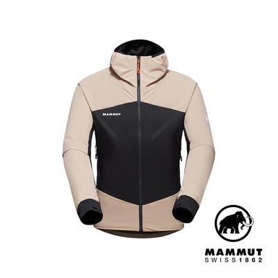 【Mammut長毛象】 Taiss IN Hybrid Hooded Jacket Men 軟殼連帽外套 薩凡納褐/黑 男款 #1013-02680