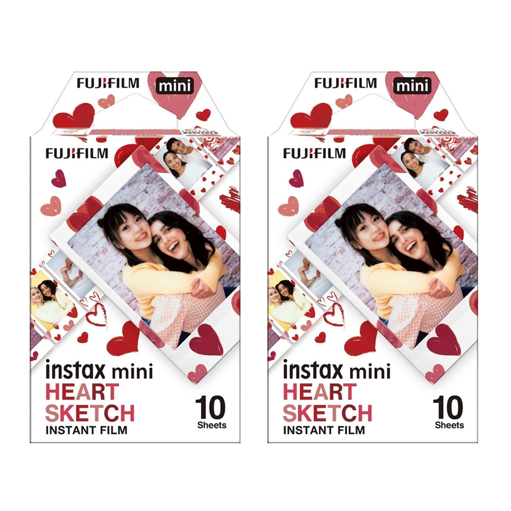 【FUJIFILM】富士 instax mini HEART SKETCH 愛心底片 2入組 拍立得底片 黑邊底片 富士即可拍 相機底片