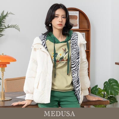 現貨【MEDUSA 曼度莎】I care 超蓬鬆鈕釦米白羽絨外套（F）｜女外套 夾克 羽絨大衣