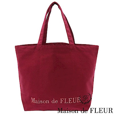 Maison de FLEUR 簡約刺繡LOGO帆布手提包