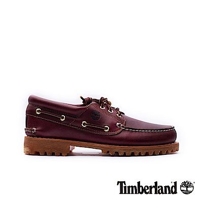 Timberland 男款酒紅色手工縫製經典三孔帆船鞋 | 50009