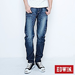 EDWIN 窄直筒 E-F袋蓋牛仔褲-男-中古藍