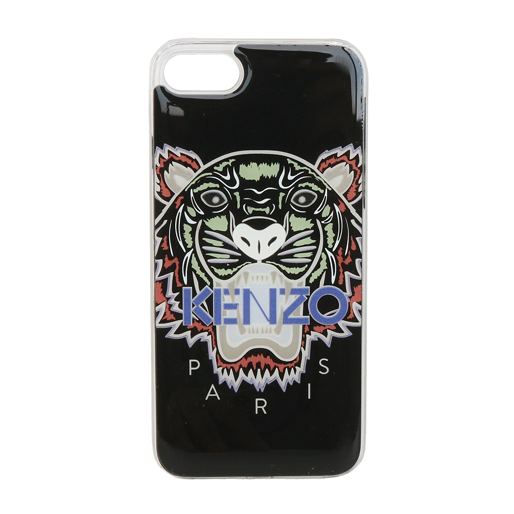 KENZO 3D立體彩繪虎頭紫色英文字母 I PHONE 8 軟膠手機殼 (黑色)