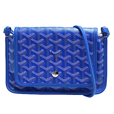 GOYARD Plumet系列防水帆布LOGO牛皮飾邊手拿/斜背包(藍)