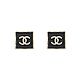 CHANEL CC LOGO金屬方框搭配皮革設計穿式耳環(金x黑) product thumbnail 1