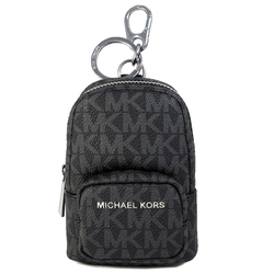 MICHAEL KORS Cooper防刮滿版Logo縮小版後背鎖圈/繫腰零錢小物包(黑色)