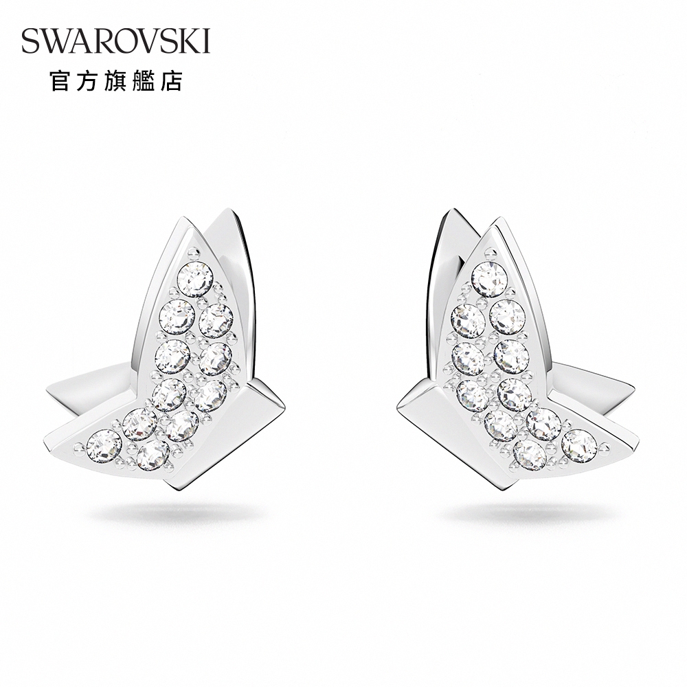 SWAROVSKI 施華洛世奇Lilia 耳釘 蝴蝶 白色 鍍白金色