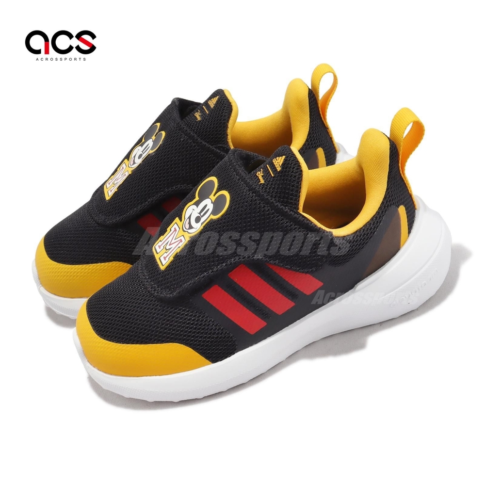 adidas 童鞋 Fortarun Mickey AC I 小童 幼童 黑 黃 魔鬼氈 米奇 聯名 學步鞋 IG7166