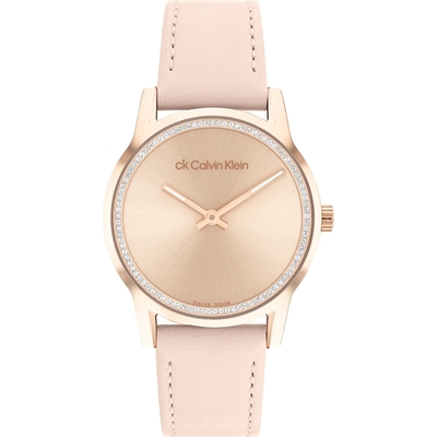 Calvin Klein CK 瑞士製晶鑽皮帶女錶 母親節禮物-32mm 25000024