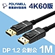 POLYWELL DP線 1.2版 1M 公對公 Displayport 4K60Hz UHD product thumbnail 1