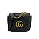 Gucci GG Marmont 絎縫牛皮方型斜背包-mini(739682-黑) product thumbnail 1