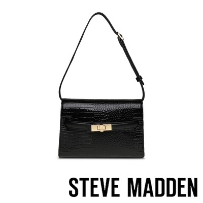 STEVE MADDEN-BMAGNIFY 鱷魚皮壓紋飾釦信封包-黑色