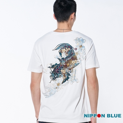 日本藍 BLUE WAY – 金標藍花麒鯉短TEE(白)