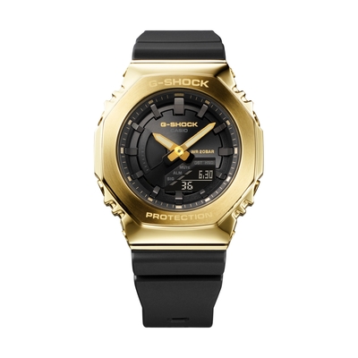 CASIO卡西歐 G-SHOCK 黑金時尚 高貴奢華 金屬錶殼 八角形錶殼 GM-S2100GB-1A_40.4mm