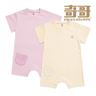 奇哥 CHIC BASICS系列 嬰幼童裝 刺繡短袖兔裝/連身衣 6-24個月(2色選擇)
